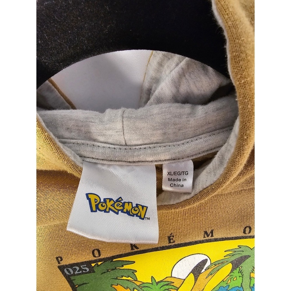 Pokemon Pikachu Hoodie Mustard Yellow Gray Colorblock Poke Balls Boys XL Kids - Picture 4 of 4